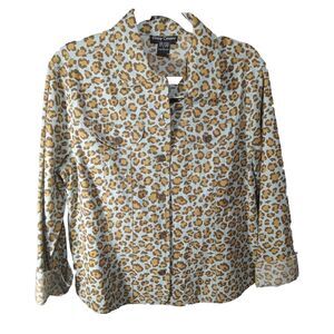 Leopard Print Jean Jacket Womens Size (L) Large Gaudy Couture